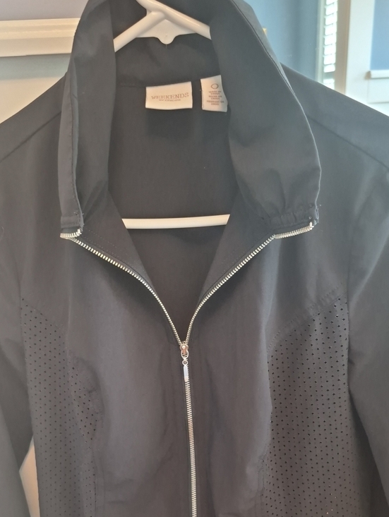 Chico's Jackets & Blazers - Women's Chico's Weekends Black Perforated Zip Utility Jacket